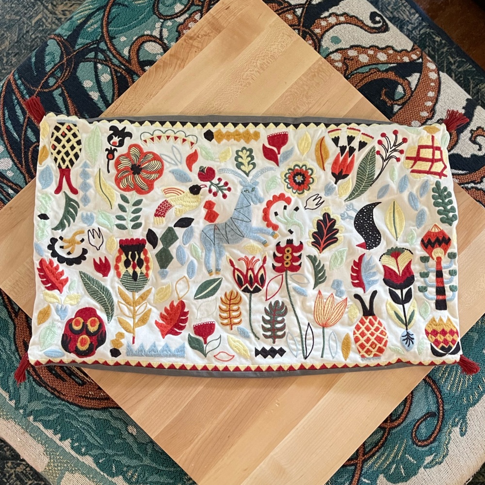 Ikea Rodarv Colorful Embroidered Throw Pillow Cover - Picture 1 of 4